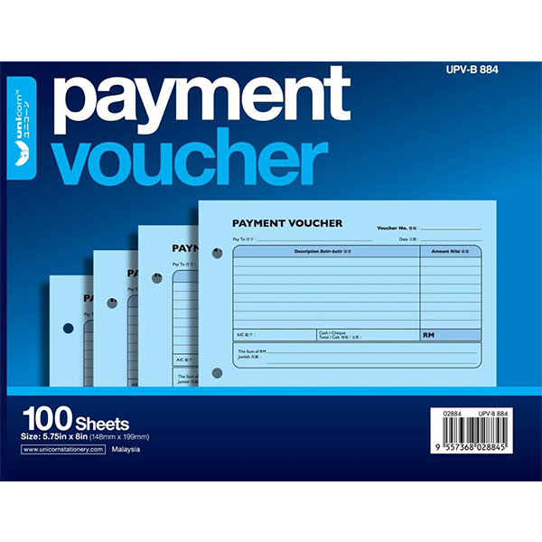 Unicorn B884 Payment Voucher 100 Sheets